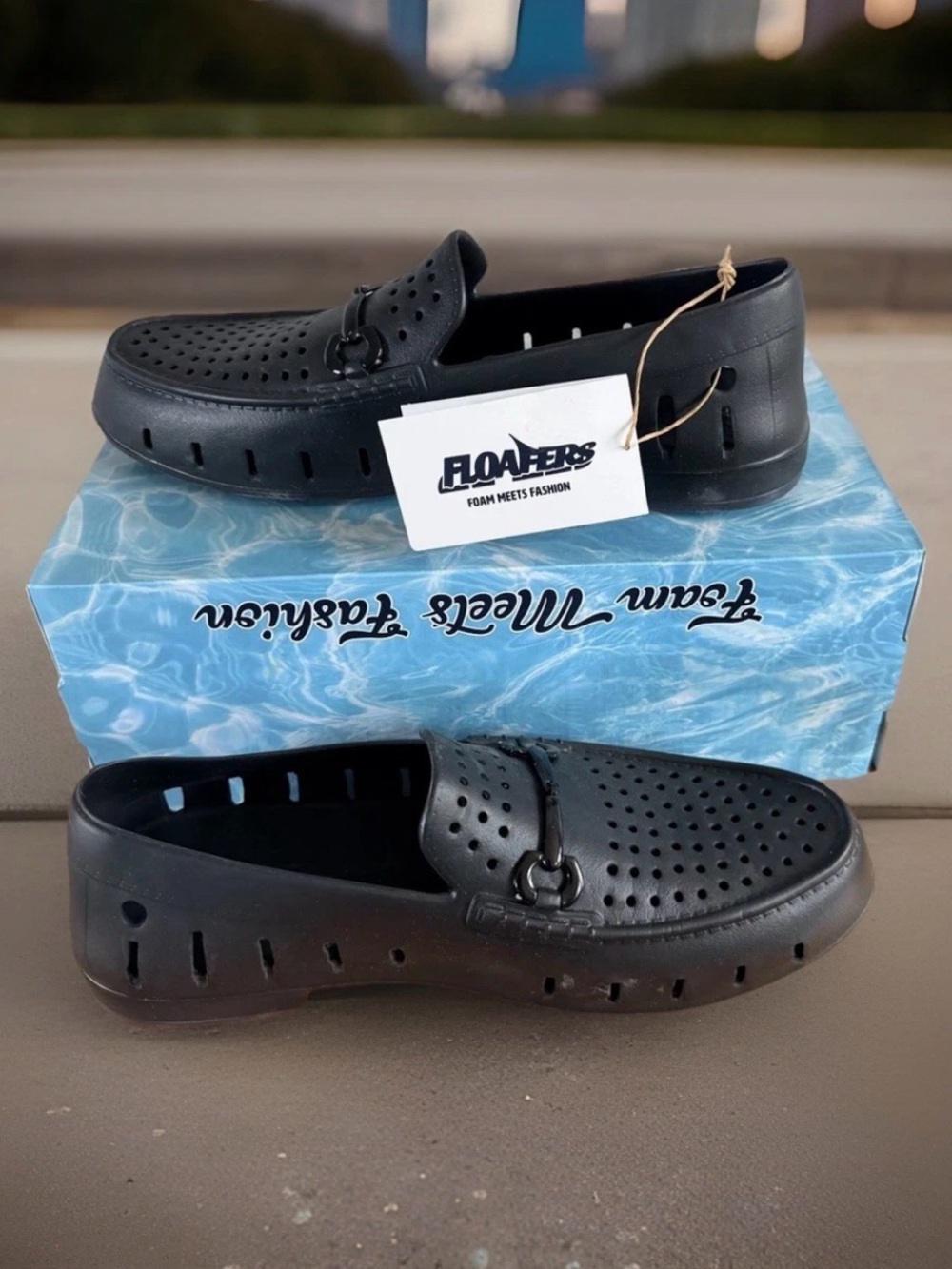 Floafers Men's Size 8 Chairman Bit Loafers . Black/Asphalt. New in Box.